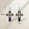 Antiqued Cross Drop Earrings for Women, Sterling Silver with 12k Green & Rose Black Hills Gold Accents, Black Enamel Cross Design, Religious Jewelry