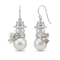 White Pearl Snowman Earrings, Sterling Silver, 12k Green and Rose Gold Black Hills Gold Motif (6-8 MM)