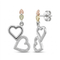 Two-Hearts Drop Earrings, Sterling Silver, 12k Green and Rose Gold Black Hills Gold Motif
