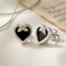 Onyx Heart Earrings, Sterling Silver, 12k Green and Rose Gold Black Hills Gold Motif