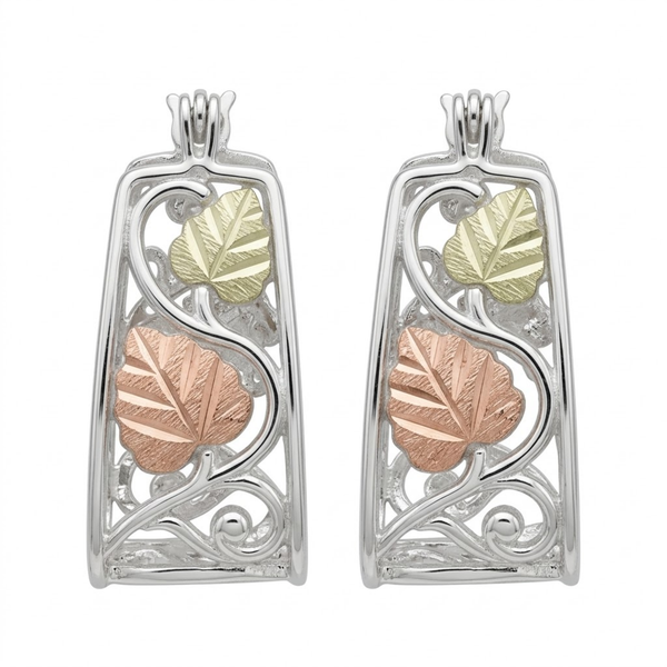 Hoop Filigree Earrings, Sterling Silver, 12k Green and Rose Gold Black Hills Gold