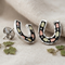 Antiqued Horseshoe Earrings, Sterling Silver, 12k Green and Rose Gold Black Hills Gold Motif