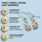 Fancy Scroll Inlaid Leaf Earrings, Sterling Silver, 12k Green and Rose Gold Black Hills Gold Motif