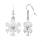 White Powder Coat Snow Flake Earrings, Sterling Silver, 12k Rose Gold Black Hills Gold Motif