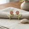 Rose Flower Earrings, 10k Yellow Gold, 12k Green and Rose Gold Black Hills Gold Motif