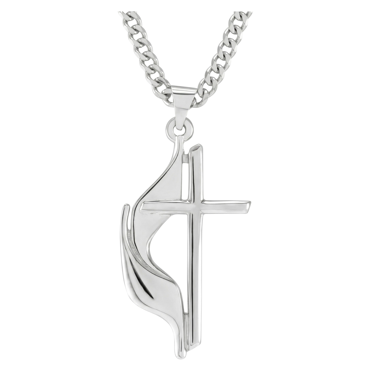 Methodist Cross Sterling Silver Pendant Necklace, 18"