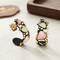 Ave 369 Black Powder Coat with Gold Trim and Leaves Earrings, 10k Yellow Gold, 12k Green and Rose Gold Black Hills Gold Motif
