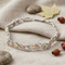 Victorian Style Bracelet for Women, Sterling Silver Black Hills Gold with 12K Green & Rose Gold Leaves, Vintage Scroll Link Bracelet, Tri-Tone Leaf Jewelry, 7 Inch