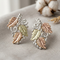 Delicate Frosted Leaf Stud Earrings, Sterling Silver, 12k Green and Rose Gold Black Hills Gold Motif