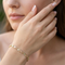 Petite Heart Leaf Bracelet for Women, 10K Yellow Gold Black Hills Gold with 12K Green & Rose Gold Leaves, Tri-Tone Heart Link Bracelet, 7 Inch