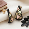 Ave 369 Black Powder Coat Post Earrings, 10k Yellow Gold, 12k Green and Rose Gold Black Hills Gold Motif