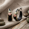 Black Hills Gold Black Hoop Earrings with 12k Green & Rose Gold Heart Grape Leaves Tapered Hoop Earrings Powder Coated Brass Womens Jewelry