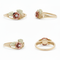 Ave 369 Diamond Rose and Grape Cluster Ring, 10k Yellow Gold, 12k Pink and Green Gold Black Hills Gold Motif (.03 Ct)