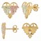 Heart Shaped Stud Earrings, 10k Yellow gold, 12k Green and Rose Gold Black Hills Gold Motif