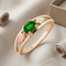 Oval Created Emerald Ring, 10k Yellow Gold, 12k Green and Rose Gold Black Hills Gold Motif, Size 6.5