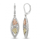Oval Foliage Earrings, Sterling Silver, 12k Green and Rose Gold Black Hills Gold Motif
