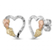 Heart Earrings, Sterling Silver, 12k Green and Rose Gold Black Hills Gold Motif
