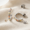 Petite Semi Hoop Earrings, Sterling Silver, 12k Green and Rose Gold Black Hills Gold Motif