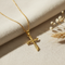14k Yellow Gold Curvy Cross Pendant Necklace