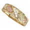 Ave 369 3-Stone Diamond Band, 10k Yellow Gold, 12k Green and Rose Gold Black Hills Gold Motif (.06 Ctw)