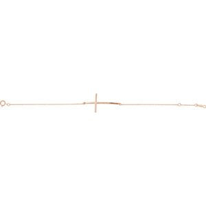 Diamond Sideways Cross 14k Rose Gold Bracelet (.025Ct)