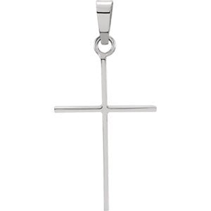 Simple Cross 14k White Gold Pendant