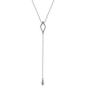 Geometric Necklace in Rhodium-Plated 14k White Gold, 16-18"