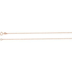 1 mm 14k Rose Gold Solid Rope Carded Chain, 16"