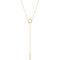 Circle and Bar Y Necklace in 14k Yellow Gold, Adjustable 16-18"