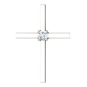 Diamond Christian Cross Rhodium-Plated 14k White Gold Pendant (.15 Ct, G-H Color, I1 Clarity)
