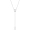 Circle and Bar Dangle Necklace in 14k White Gold, Adjustable 16-18"