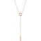 Circle and Bar Y-Style Dangle 14k Rose Gold Necklace, Adjustable 16-18"