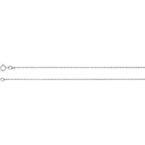 1 mm Rhodium-Plated 18k White Gold Solid Rope Chain, 16"