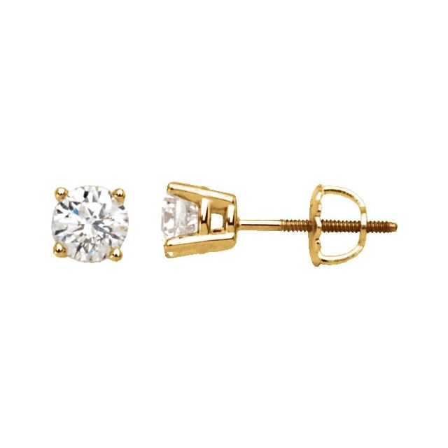 Ave 369 Diamond Stud Earrings, Rhodium Plated 14k Yellow Gold ( Color GH, Clarity I1)