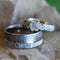 Ave 369 Diamond, Gibeon Meteorite 10k White Gold Ring and Deer Antler, Gibeon Meteorite Titanium Band, Couples Wedding Set