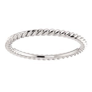 Slim-Profile 1.5mm Rope Trim Comfort-Fit Band, Rhodium-Plated 14k White Gold, Size 8.5