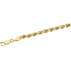 3.9mm 14k Yellow Gold Diamond Cut Rope Chain, 24"