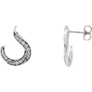 Diamond Crescent Earrings, Rhodium-Plated 14k White Gold (.375 Ctw, GH Color, I1 Clarity)