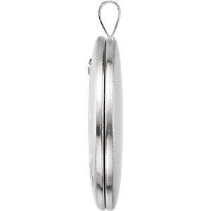 Oval Fish Cross Satin-Brushed Sterling Silver Locket Pendant (26.00X20.00MM)
