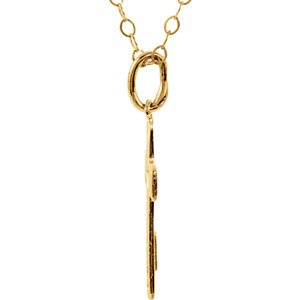 Youth Cross and Heart 14k Yellow Gold Pendant (18.80X9.10 MM)