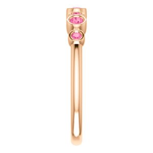 Pink Tourmaline 7-Stone 3.25mm Ring, 14k Rose Gold