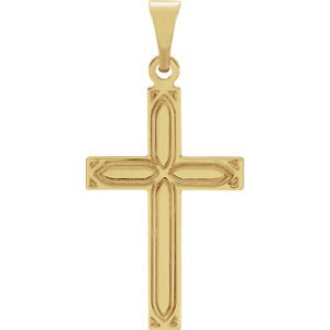 Engraved Passion Cross 14k Yellow Gold Pendant (18X12MM)