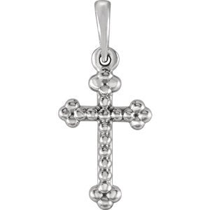 Bead Trim Trefoil Cross Pendant, Sterling Silver