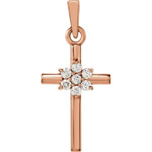 Diamond Cross Pendant in 14k Rose Gold (.07 Cttw )