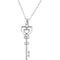 Sterling Silver Key of Love for Couples Pendant Necklace 18"