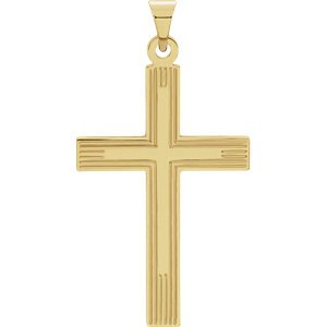 Cross with Embossed Cross Inside the Cross 14k Yellow Gold Pendant