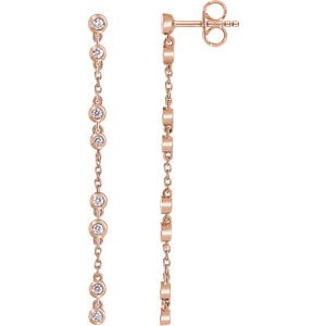 Diamond Chain Earrings, 14k Rose Gold (1/3 Ctw, Color H+, Clarity I1)