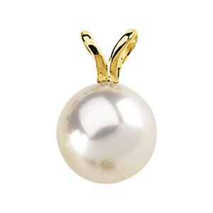 14k Yellow Gold Akoya Cultured Pearl Pendant