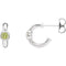 Peridot J-Hoop Earrings, Rhodium-Plated 14k White Gold