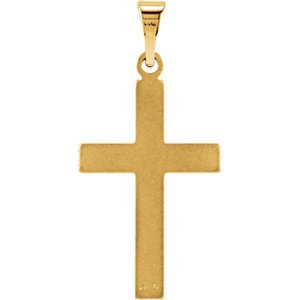 Line Pattern Inlay Cross 14k Yellow Gold Pendant (39X25MM)